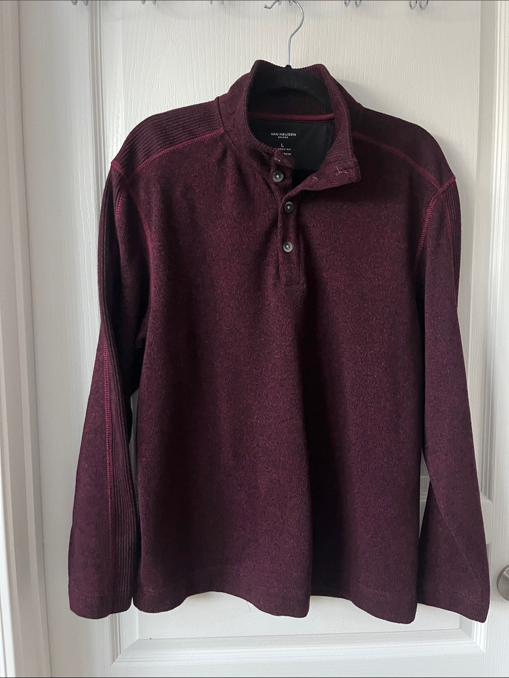 Van Heusen Flex Maroon Henley Sweater Large